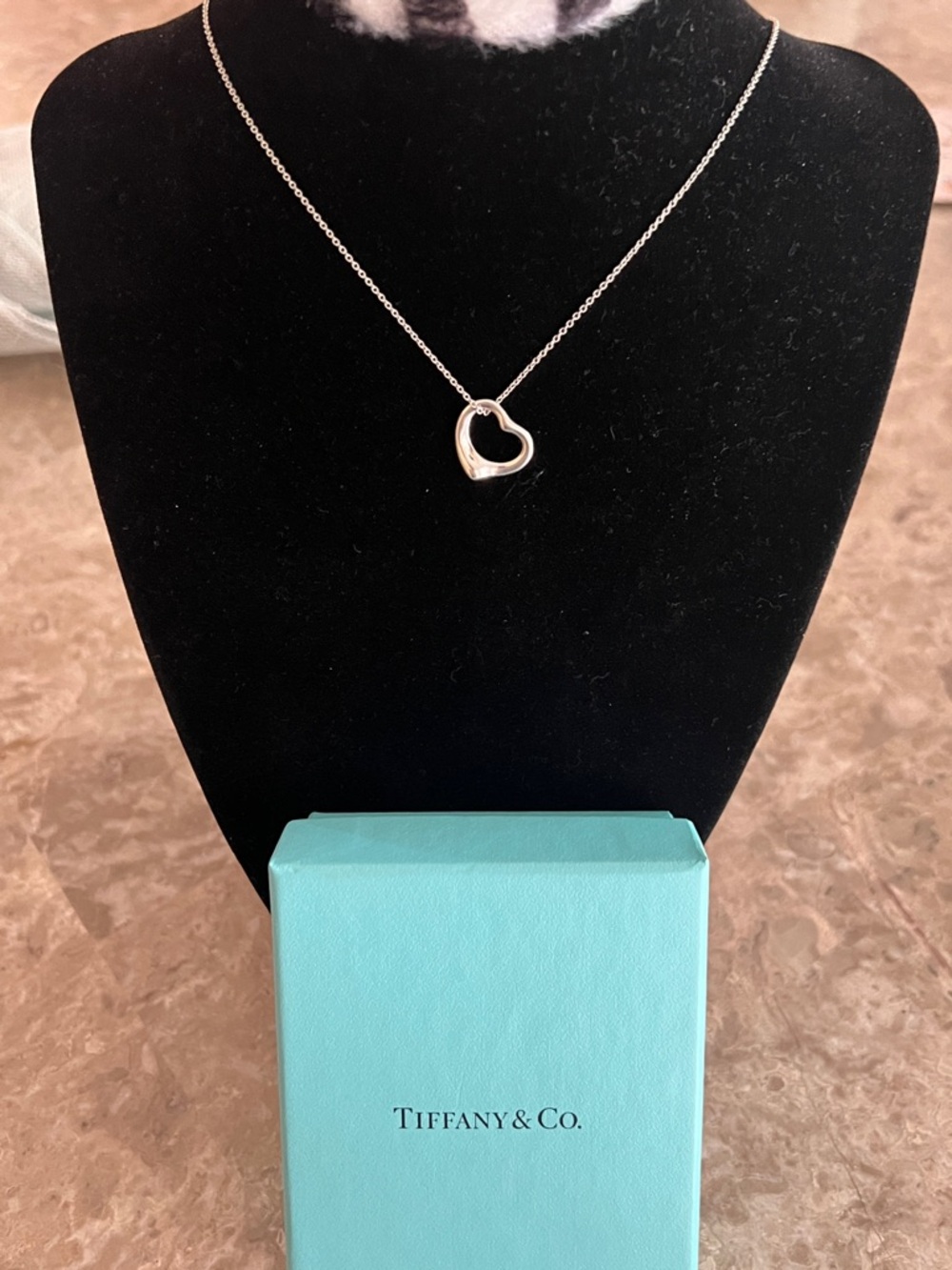 Tiffany & Co. 925 Silver Open Heart Necklace with authentic Tiffany Box